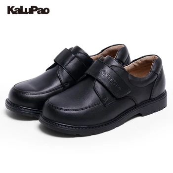 

KALUPAO kids leather School Shoes Boys Handsome Dress Shoes Genuine Classic Black rubber performance shoes