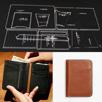 

1 set short wallet version pattern durable acrylic handmade leather design diy template type 10x13.5x1cm