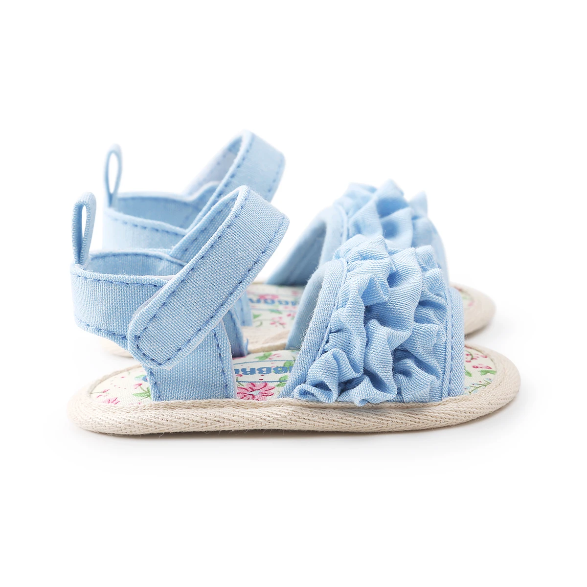 0-18M Infant Baby Girls Princess Summer Sandals Shoes Floral Ruched Canvas Sandals Newborn Prewalker Girl Slip-on Soft Shoes