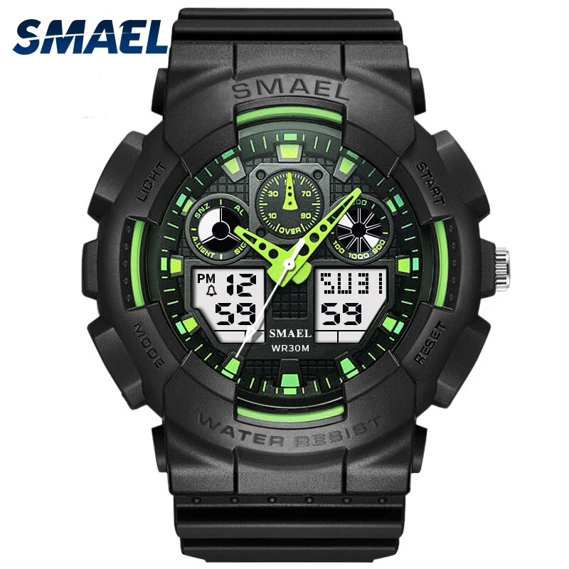 SMAEL Brand Men Sports Watches Dual Display Analog Digital LED Electronic Quartz font b Wristwatches b
