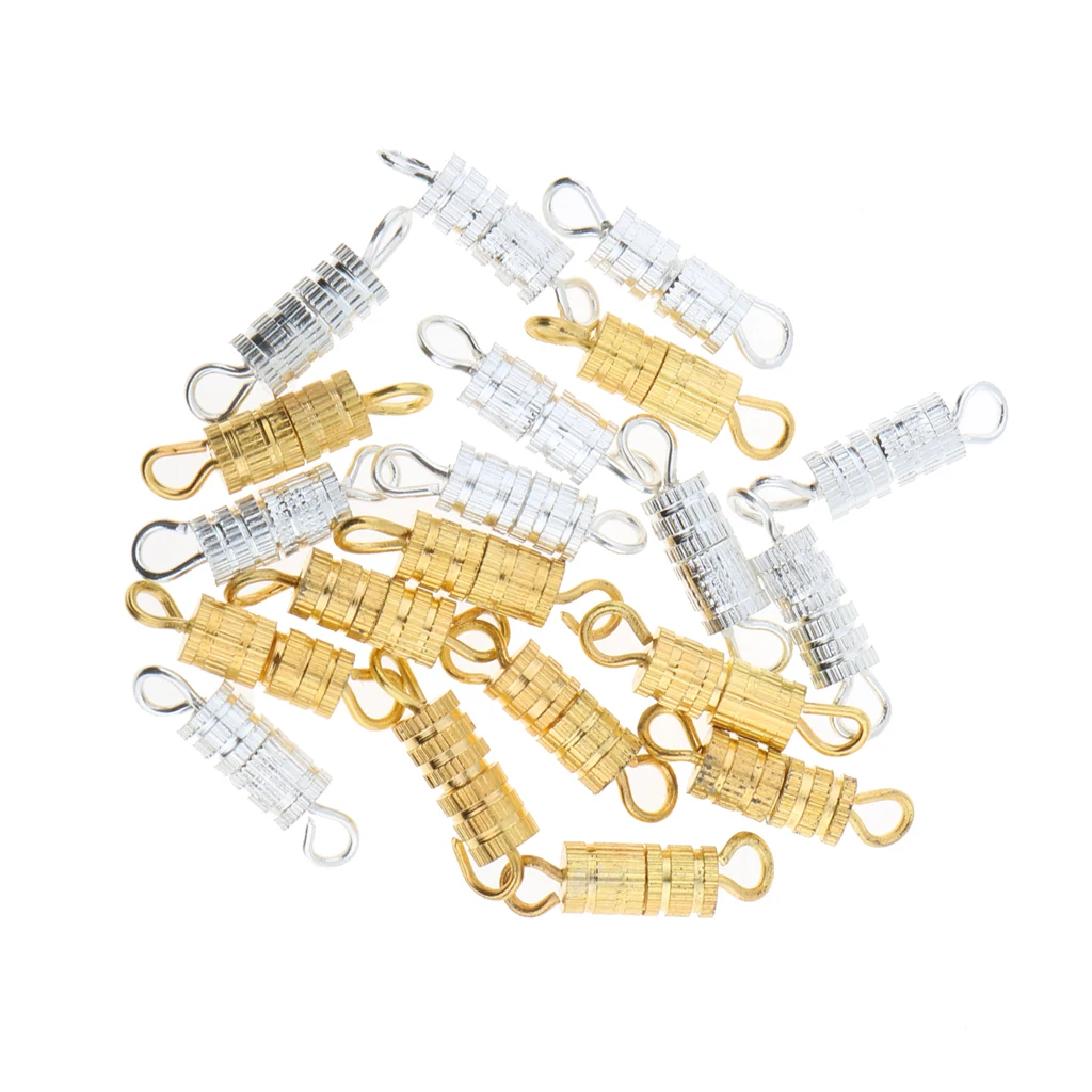 20pcs Silver Gold Column Barrel Clasps Swivel Screw Necklace Clasps Findings