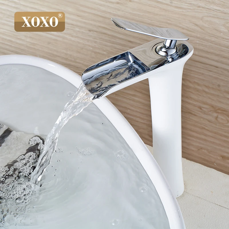 

XOXO Basin Faucets Modern White Bathroom Faucet Waterfall faucets Single Hole Cold and Hot Water Tap Basin Faucet Mixer Taps