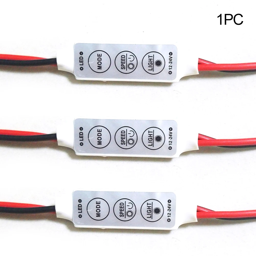 Tubwair 12/24 V Мини Светодиодные ленты контроллер Регулируемый 5 Скорость и 8 тусклый встроенный 3 светодиодный светильник полосы Диммер контроллер