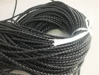 

Free shipping!! W-4429 Fashion 50m/roll Black Braided Leather Cord Fit necklace and bracelet