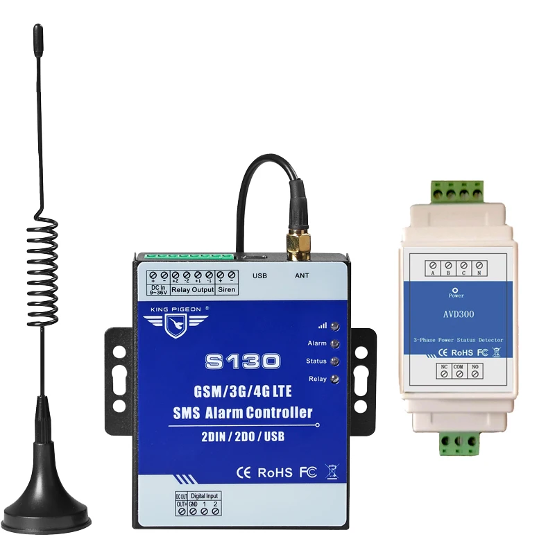 

S130 3 Phase Four-wire Power Status Detector AC 380V 1 Loops Alarm System Cellular Module Remote Controller For Farm Base