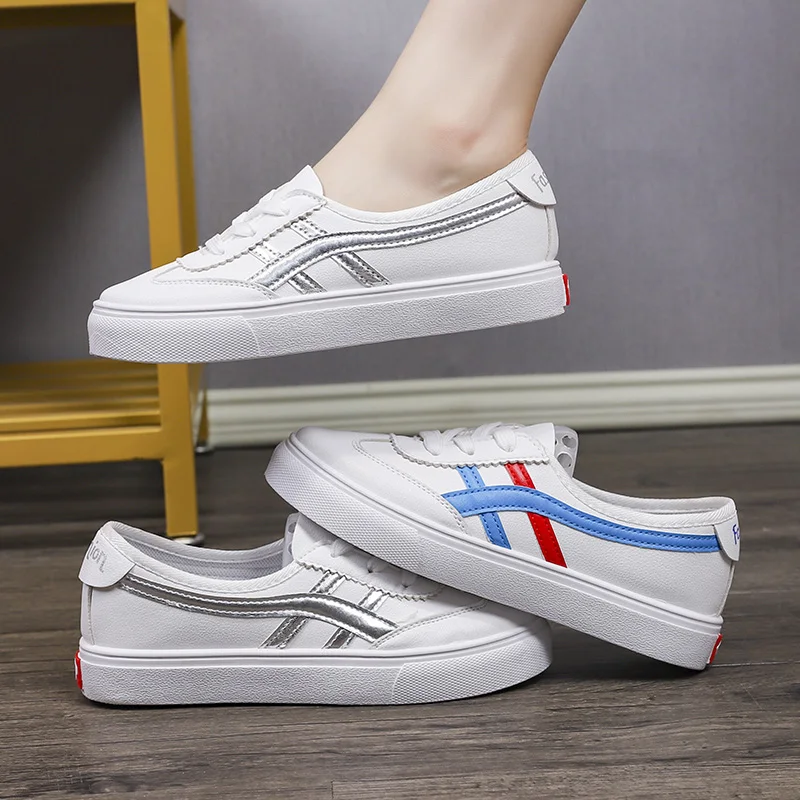 

Mlcriyg Summer New White Shoes Women's Street Sports Shoes Breathable Joker Student Flat Skateboarding Shoes Zapatos De Mujer