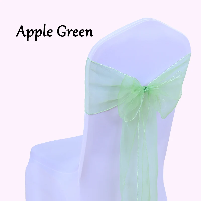 10 шт. прозрачные банты для стула из органзы 7x108 дюймов ленты для стула из органзы для свадьбы Вечерние церемония по случаю события украшения - Цвет: Apple Green