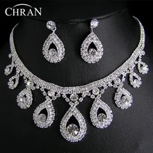 Classic Clear Rhinestone Plateado Plata de la Boda Joyería de Las Mujeres Regalos de Moda Al Por Mayor de Cristal de Joyería Nupcial Del Envío Libre