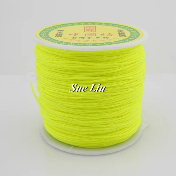0,8 мм 49-цвет нейлоновый шнур нить китайский узел макраме шнур браслет плетеный шнур кисточки вышивка бисером нить-100 м/катушка - Цвет: Neon Yellow F228