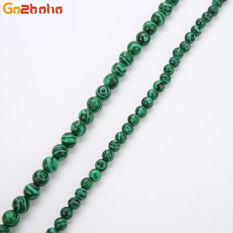 

Go2boho Green Malachite Stone Beads Handmade Women Necklace Bracelets Jewelry Making Natural Beads Strand Loose 4 6 8 10 12MM