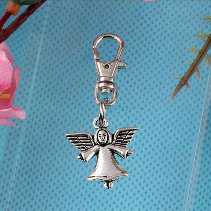 Hot Vintage Silver Charm Girl Angel Keychain For Keys Car Key Ring