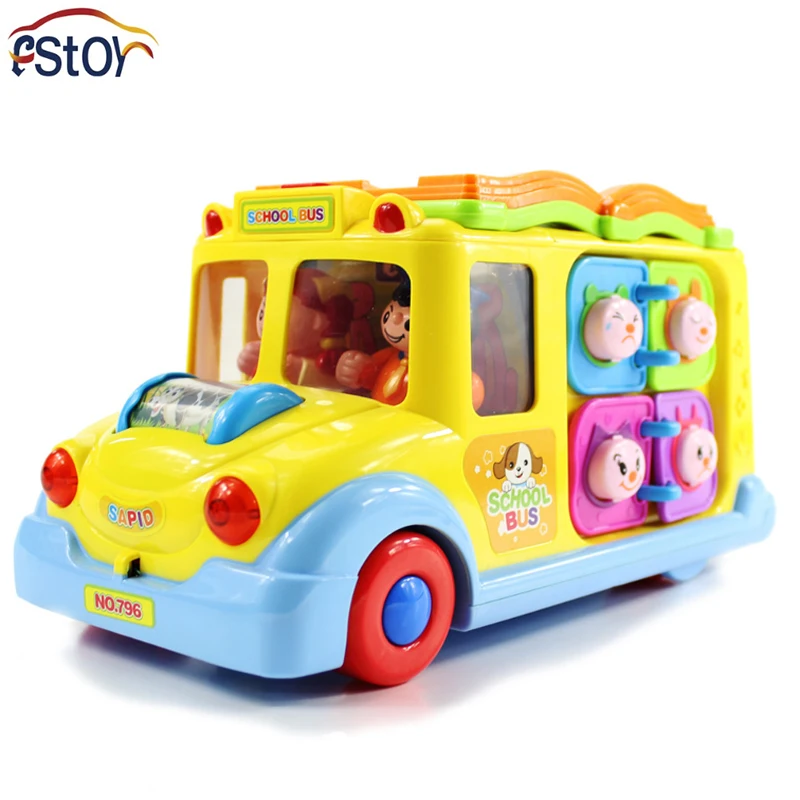

Baby Toys Electric School Bus Children Music Car Including 8 Games Car Horn Songs Animal Calls Early Educational Kids Toys Gift