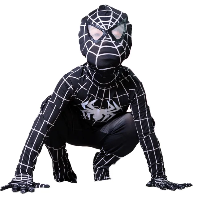 black venom spiderman costume kids halloween costumes superhero spider man cosplay full bodysuit new years