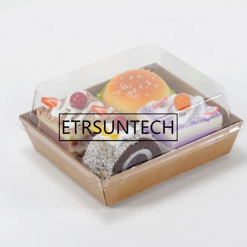 

200sets Burrito Baco Wrap Box Transparent Square Sandwich Box Puff Cake Packing Boxes Plastic Disposable Food Container