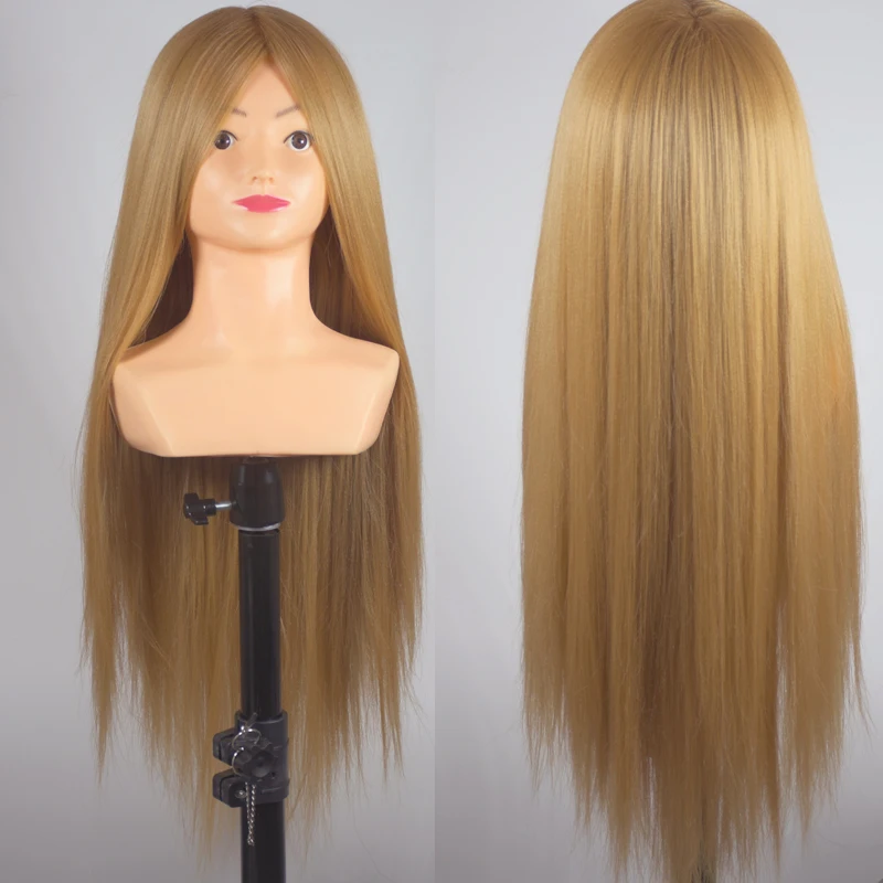 26inch Training Mannequin Head Yaki Synthetic Maniqui Hairdressing Doll