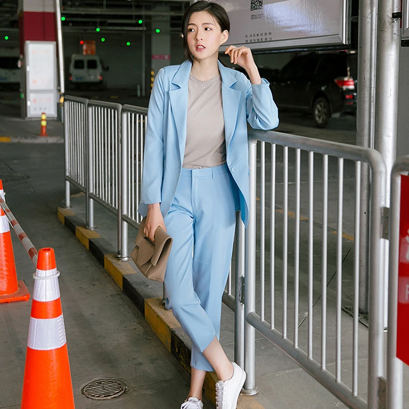 

Women's suit 2020 spring and autumn loaded new fashion casual office ladies OL was thin temperament pure color two / piece set