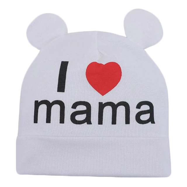white mama Весенне-Осенняя детская хлопковая шапка, шарф, комплект с принтом «Love Mom», шапки для мальчиков и девочек, нагрудники, детский шейный шарф, шапка, детские вязаные шапки, реквизит для фотосессии - Цвет: white mama