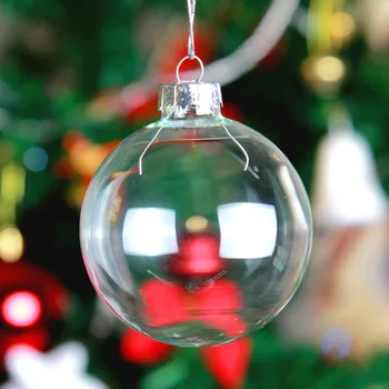 

6pcs 8-10cm Christmas Tress Decorations Ball With Silver Cap Transparent Open Plastic Clear Ornament Christmas Tree Decorations