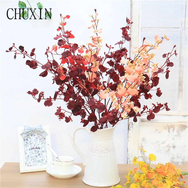 

80cm Single branch 4 fork dynamic peacock Dancing orchid artificial flower wedding Scene layout home decoration photography Prop