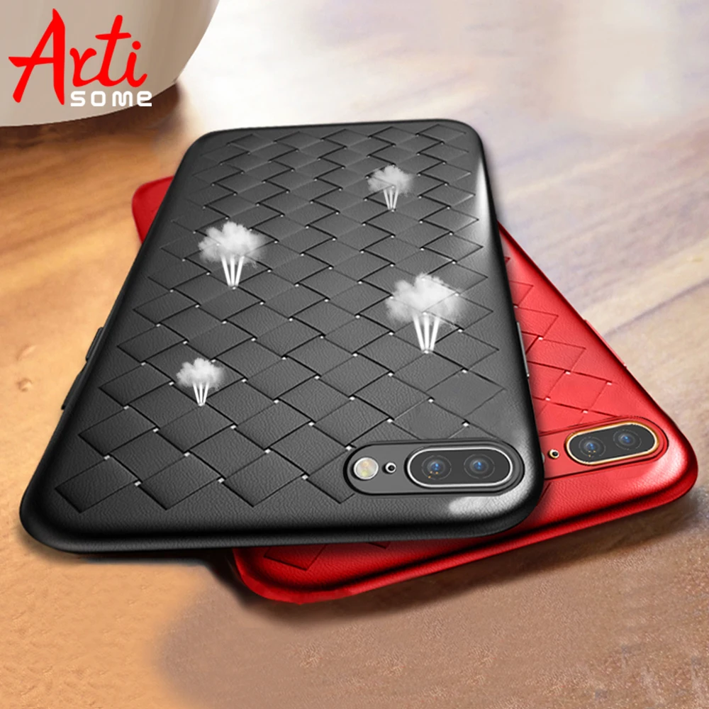 

Artisome Soft Silicone Case For Apple iPhone 7 8 Plus Case For iPhone X 10 6 6s 7 8 Case 360 Protect Shell Grid Woven Cover