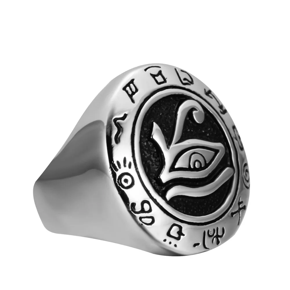 Mens Boys Eye of Horus Talisman Stainless Steel Punk Ring