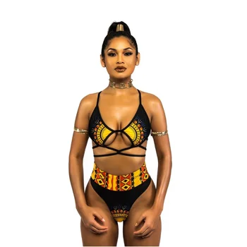 

India Style Women Swimsuits Vintage High Waist Bandage Bikini Set Swimwear Swim Bathing Suit Swimsuit