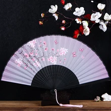 Портативный японский складной веер в китайском стиле женский веер декоративные веера подарки вишневые цветы и ветер Ремесла антикварный Складной вентилятор
