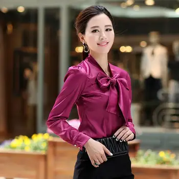 

Women Blouses 2020 Fashion Long Sleeve Lace-up big bow Office Shirt Chiffon Blouse Shirt Casual Tops Plus Size Blusas Femininas