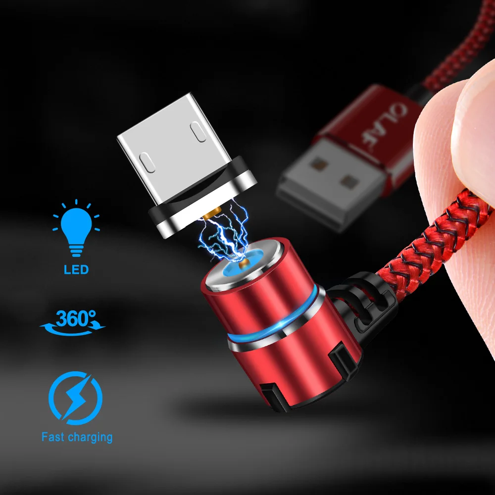OLAF Magnetische 90 Grad mi cro USB Typ C Kabel für Iphone 7 8 Plus X XS Max Für Xiao mi Red mi hin