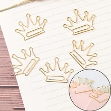 5 шт./лот металлический материал Корона Шаблон скрепки для бумаги в форме каваи золотые закладки канцелярские школьные страницы маркеры