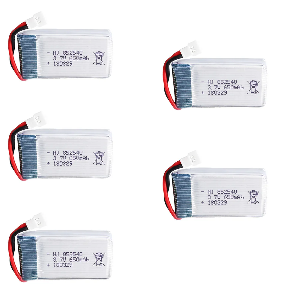 

5pcs/lot 3.7V 650mAh 30C lipo battery For Syma X5C-1 X5C X5 X5SC X5SW X6SW H9D H5C LiDiRC L15FW RC Drone parts battery 852540