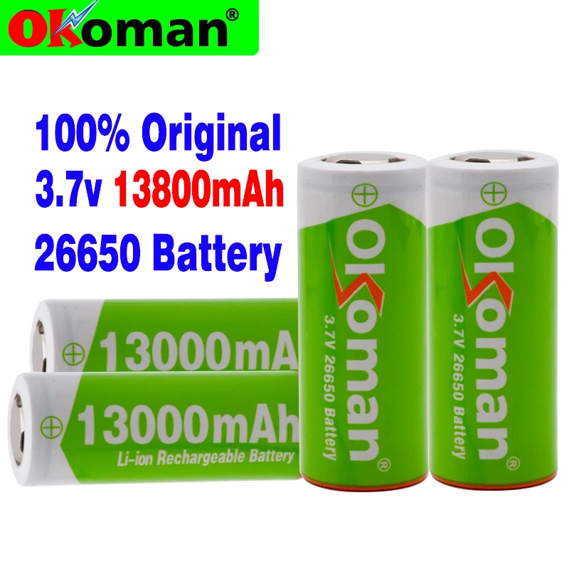 Okoman 26650 аккумулятор 3,7 v 13000mah литий-ионная аккумуляторная батарея для использования фонарика перезаряжаемая батарея