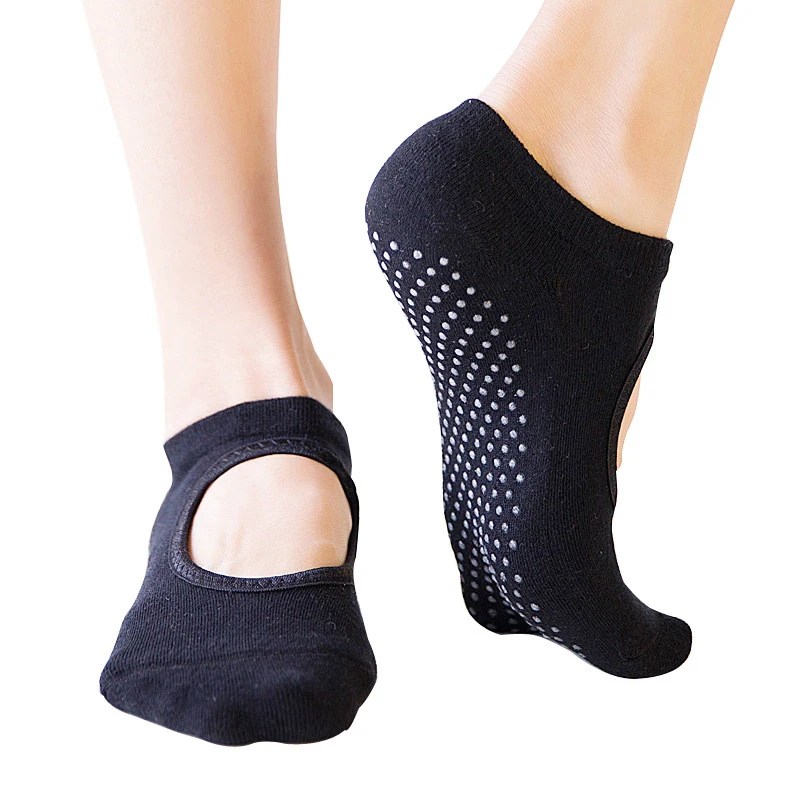 

Women Backless Yoga Socks Pilates Dance Ballet Sport Anti Slip Cotton Socks Lady Woman Gym Fitness Footwear calcetines ciclismo