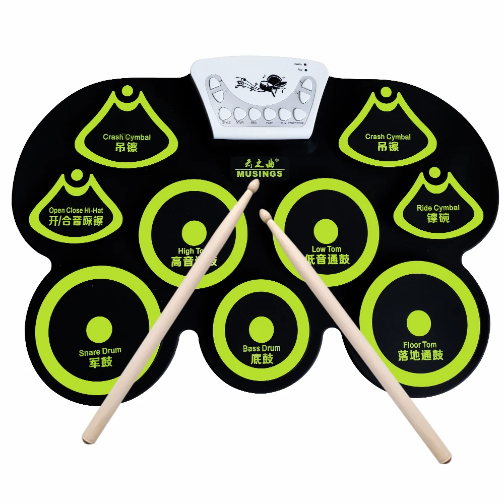 Silicone Portable Foldable Digital USB Roll-up Electronic Drum Pad Kit with Stick and Foot Pedal