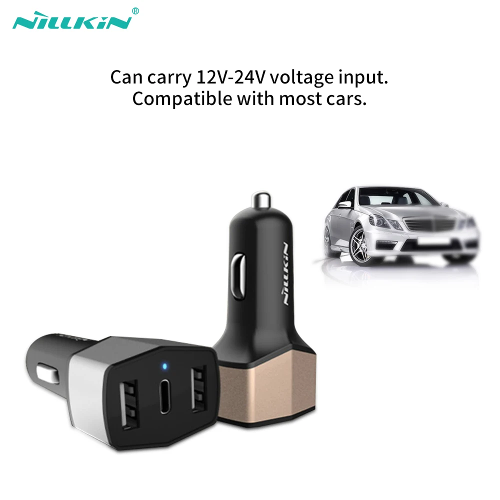 3 в 1 Автомобильное зарядное устройство NILLKIN с портами и двумя USB адаптер micro Type C