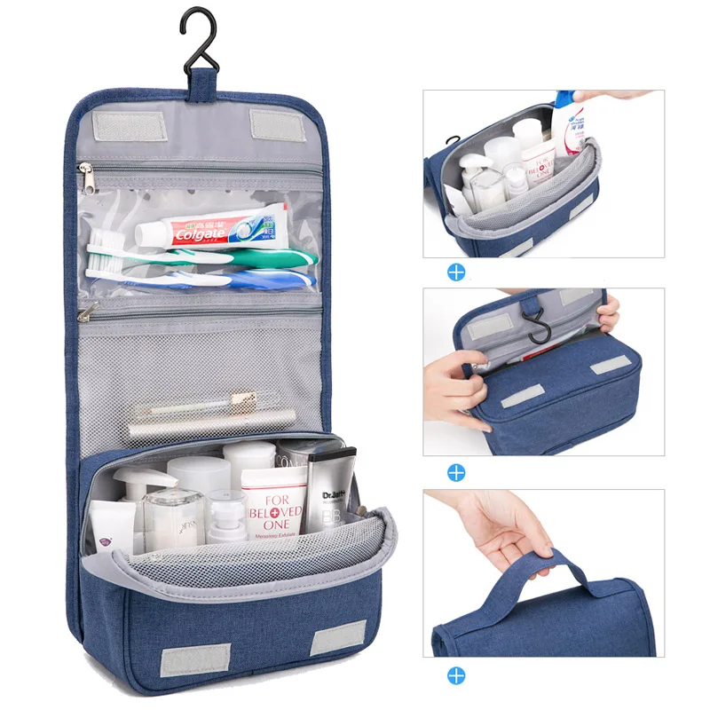 Hhyukimi حقيبة السفر التخزين للماء أكسفورد أكياس ماكياج منظم المحمولة حمام الحمام هوك أكياس الزينة