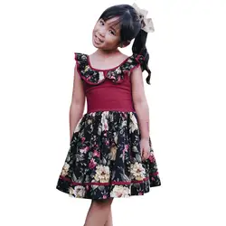 Платья для малышей; летнее платье для маленьких девочек; платье без рукавов с цветочным принтом и открытой спиной; платья; Vestido Bautizo