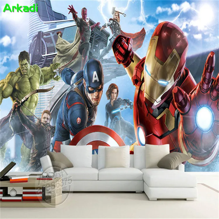 مخصص 3D كابتن أمريكا المنتقمون بنين نوم صور خلفيات كاريكاتير الأعجوبة الاطفال غرفة الداخلية تصميم غرفة الديكور