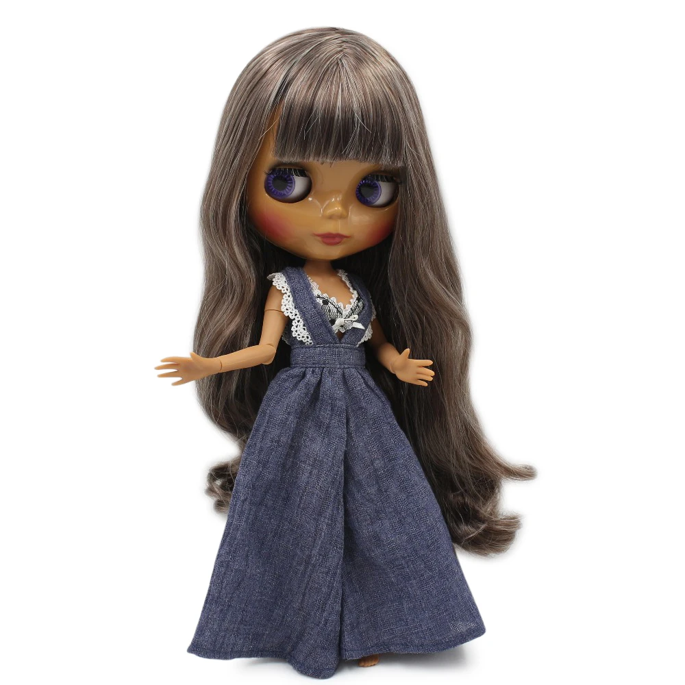 

1/6 Nude blyth doll joint Azone body brown mix gray hair dark skin fashion 30cm girls gift DIY BJD NEO NO.8800/0222