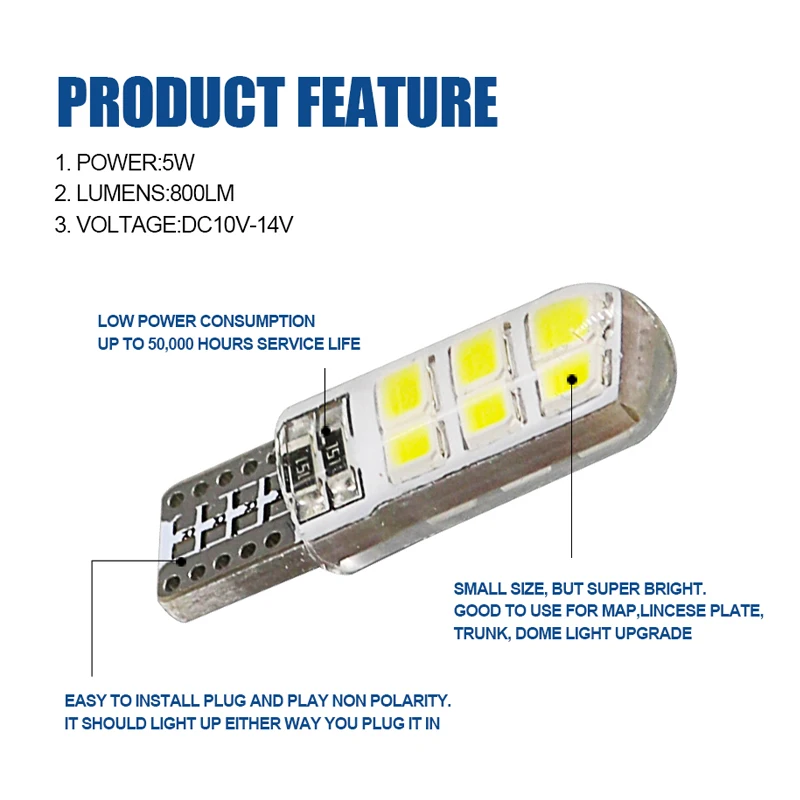 Hlxg 10 шт w5w led T10 COB свет интерьер Номерной знак купол сторона пульт дистанционного