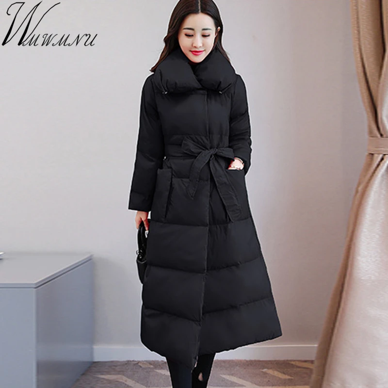 Mode Wmwmnu Rembourré Ceinture Manteau De Long Nouveau rose Parka Mince Manteaux Femme D'hiver Coton 2017 Red claret Black Femmes Veste qfxnBvrq