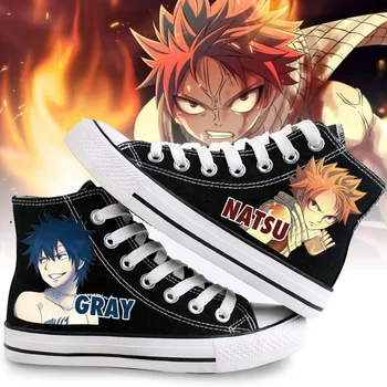 

High-Q Unisex Anime Fairy Tail Jellal Fernandes Etherious Natsu Dragneel Casual Daily 3D plimsolls canvas shoes rope soled Shoe
