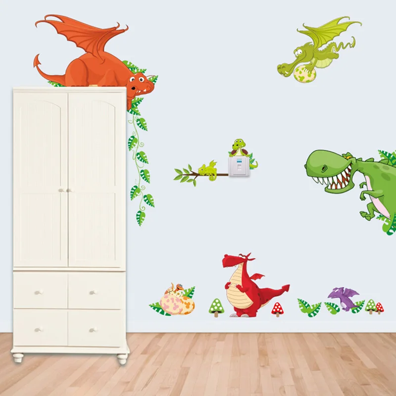Милые животные живы в вашем доме DIY стикер стены s/домашний декор Джунгли Лес тематические обои/подарки для детей наклейки для украшения комнаты - Цвет: Dinosaur