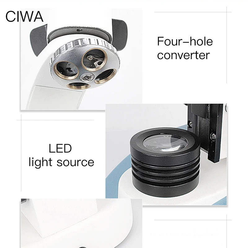 CIWA Профессиональный биологический 40X-1600X микроскоп бинокулярный бинокль HD научный эксперимент светодиодный монокулярный микроскоп