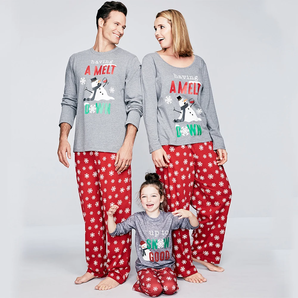

Christmas Parent-child Suit Printed Cartoon Pajamas Sleepwear Casual Long Sleeve Home Wear Winter Warm Family Set Nightwear