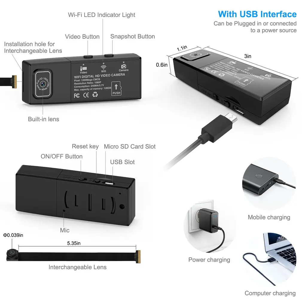 

Camera Mini WiFi HD 1080P Wireless Security Nanny Cam for iPhone/Mac / Android/Window Remote View with Motion Detection