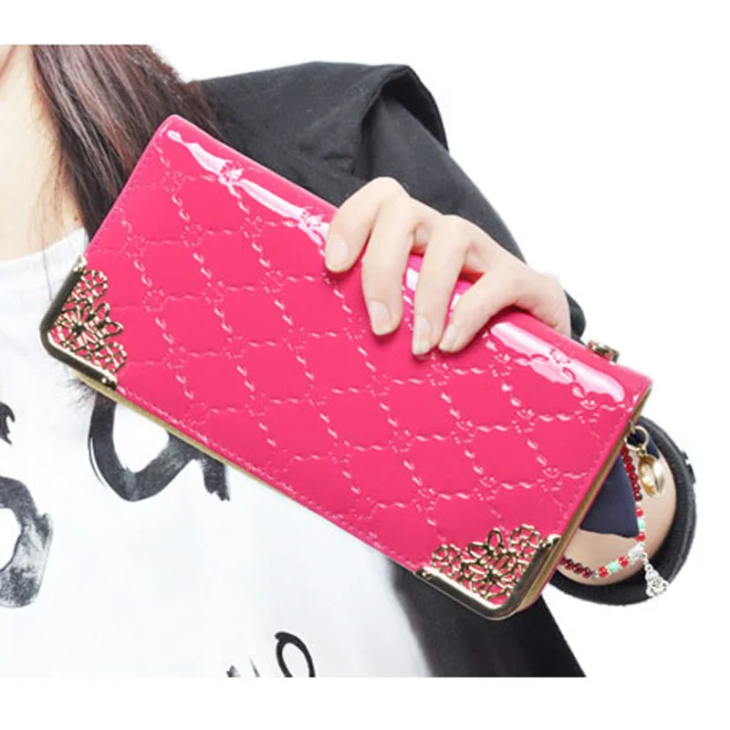  Zipper Purse Leather Women Wallet Jacquard Printed Leather Wallet Fashion Women Purse Long Money Clip Carteira Feminina W1 