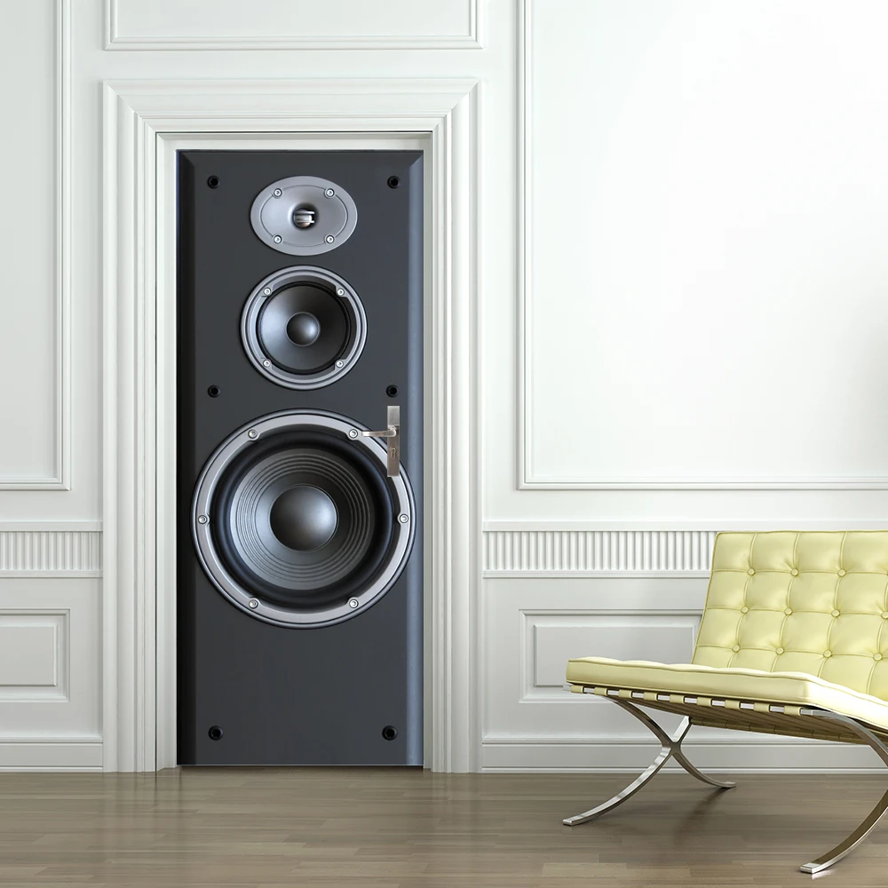 Permalink to Free shipping DIY 3D sound speaker pattern Door Sticker for Bedroom Living Room Poster PVC Waterproof Decal 77*200cm