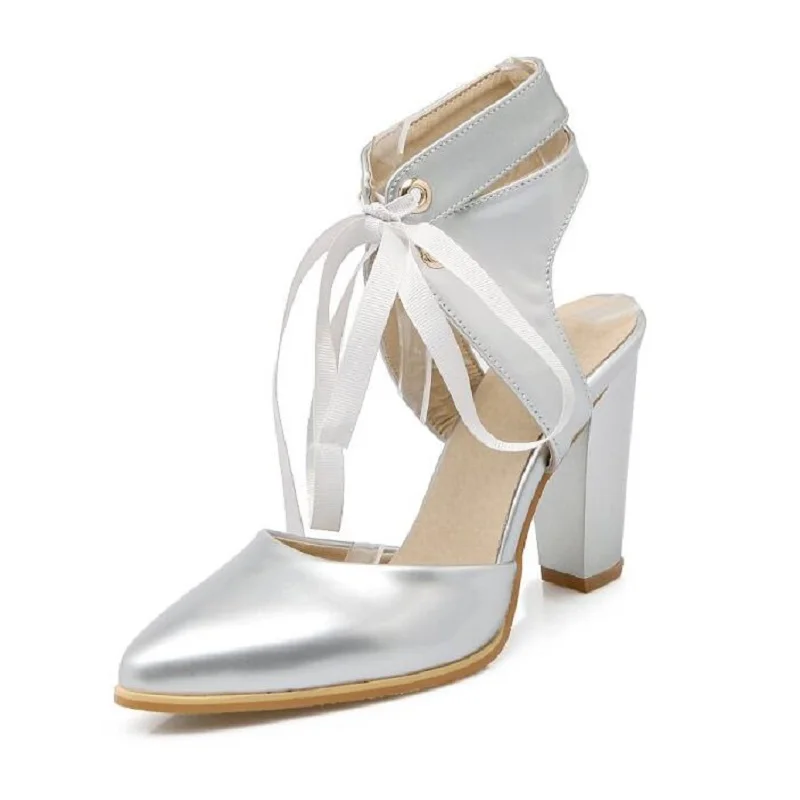 

Summer Woman Fashion High Heels Sandals Women PU Leather Pointed Toe Slingbacks Sexy Ankle Lace-up Rome Shoes Plus Size 34-43