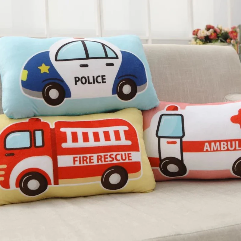 Транспорт плюшевая подушка автомобиль пожарная машина/скорая помощь/Полиция для раннего обучения детей Детская комната прямоугольный декор подушка